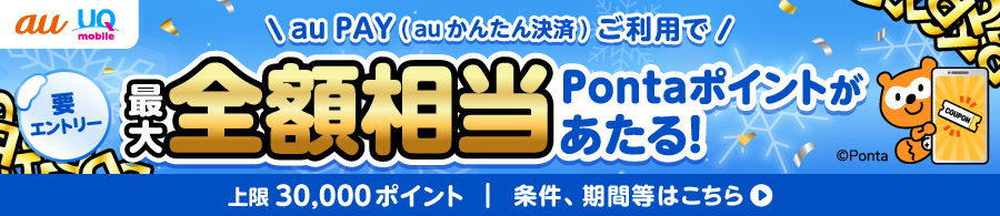 最大全額相当Pontaポイント還元キャンペーン